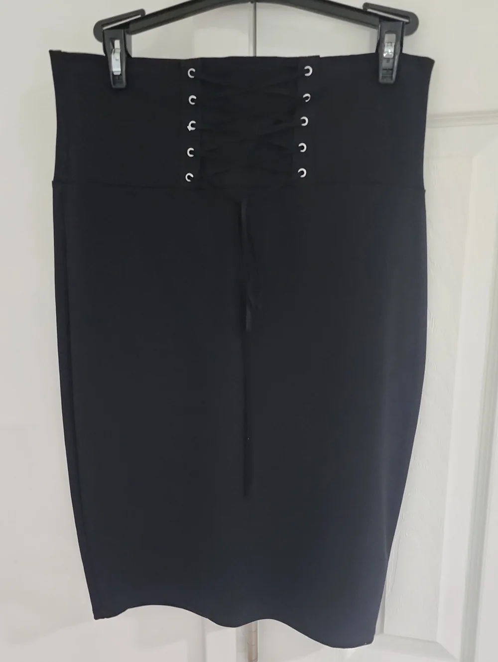 Charlotte Russe Black Lace-Up Waist Pencil Skirt